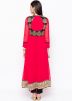 Red Asymmetric Embroidered Long Kurta Pant Set