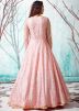 Pink Foil Printed Readymade Gown In Net