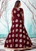 Maroon Readymade Net Gown For Party Wear