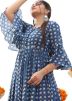 Digital Printed Cotton Readymade Gown In Blue