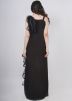 Readymade Black Ruffled Gown In Stain