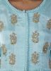 Blue and Peach Shaded Embroidered Kurta Palazzo Set