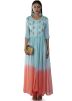 Blue and Peach Shaded Embroidered Kurta Palazzo Set