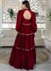 Readymade Maroon Tiered Embroidered Gown