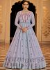 Blue Georgette Gown With Embroidery