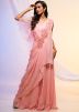 Peach Embroidered Designer Gown In Georgette