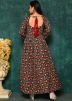 Black Floral Printed Readymade Cotton Gown