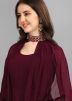 Maroon Readymade Georgette Gown