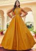 Yellow Sequined Cotton Readyamde Gown With Jacket