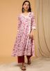 White Block Printed Angrakha Style Kurta Palazzo Set