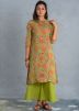 Readymade Green Floral Block Printed Kurta Palazzo Set