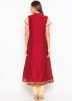 Maroon Asymmetric Embroidered Long Kurta With Pant