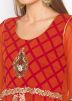 Orange and Maroon Twin Layered Flared Kurta Pant Set