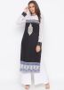 Black White Readymade Embroidered Kurta Palazzo Set