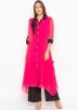 Pink Embroidered Asymmetric Readymade Kurta With Pant