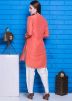 Readymade Orange Floral Embroidered Kurti With Pant