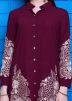 Readymade Maroon Embroidered Georgette Kurti Set