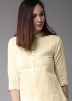 Cream Cotton Readymade Long Kurta With Palazzo