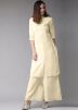 Cream Cotton Readymade Long Kurta With Palazzo