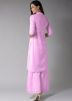 Pink Cotton Readymade Front Slit Style Kurta Set