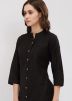 Black Readymade Rayon Buttoned Up Kurta Set