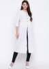 White Front Slit Style Readymade Rayon Kurta Set