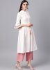 Readymade White Bell Sleeved Kurta With Palazzo