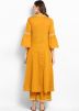 Yellow Bell Sleeved Gota Patti Laced Kurta Set