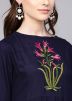 Navy Blue Embroidered Bell Sleeved Kurta Palazzo Set