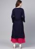 Navy Blue Embroidered Bell Sleeved Kurta Palazzo Set