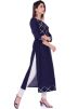 Navy Blue Gota Patti Laced Straight Cut Kurta Set