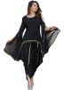 Black Asymmetric Flared Sleeved Kurti With Dhoti Pant