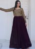 Purple Embroidered Readymade Gown