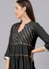 Black Gota Patti Laced Multi Tiered Kurta With Pant