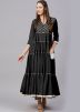 Black Gota Patti Laced Multi Tiered Kurta With Pant