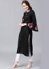 Black Bell Sleeved Readymade Long Kurta With Pant