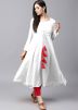 Readymade White Tasseled Flared Kurta Pant Set