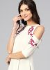 Off White Cotton Readymade Cold Shoulder Kurta Set