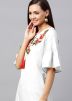 White Embroidered Bell Sleeved Kurta With Pant