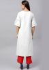 White Embroidered Bell Sleeved Kurta With Pant