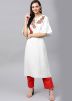 White Embroidered Bell Sleeved Kurta With Pant