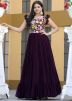 Purple Georgette Embroidered Gown