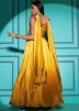 Yellow Embroidered Gown In Chiffon