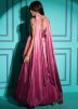 Pink Chiffon Gown With Dupatta