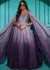 Purple Embroidered Gown In Chiffon