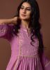 Purple Gota Patti Embellished Kurta With Palazzo