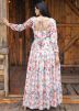 White Readymade Floral Printed Georgette Gown