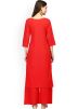 Red Straight Cut Readymade Long Kurta Palazzo Set