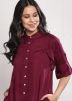 Readymade Maroon Asymmetric Slit Style Kurta Set