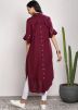 Readymade Maroon Asymmetric Slit Style Kurta Set